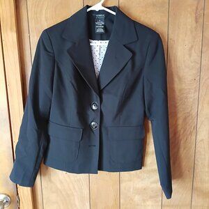 George Stretch Women’s Black Blazer Size 4 Fitted Career Jacket